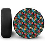 Macaw Parrot Pattern Print Leather Spare Tire Cover