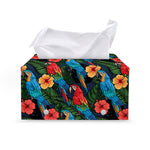 Macaw Parrot Pattern Print Leather Tissue Box Cover