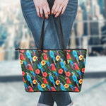 Macaw Parrot Pattern Print Leather Tote Bag