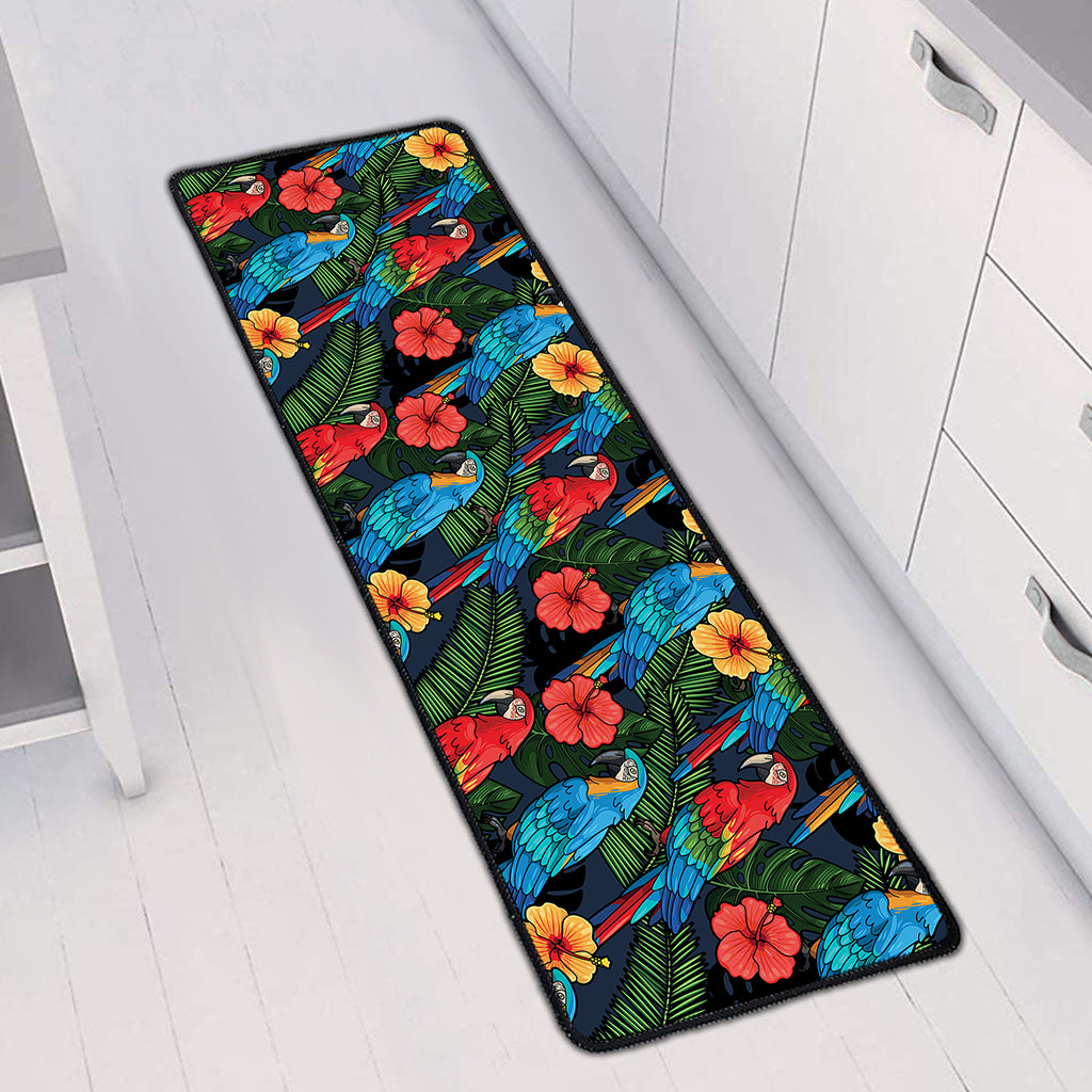 Macaw Parrot Pattern Print Long Kitchen Mat