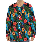 Macaw Parrot Pattern Print Long Sleeve Baseball Jersey