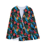 Macaw Parrot Pattern Print Long Sleeve Short Coat
