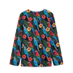 Macaw Parrot Pattern Print Long Sleeve Short Coat