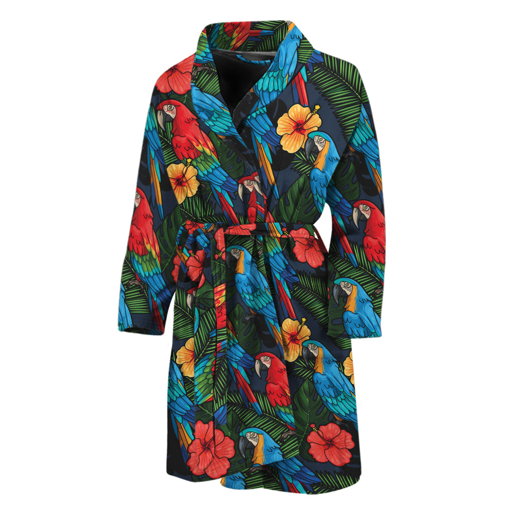 Macaw Parrot Pattern Print Men's Bathrobe