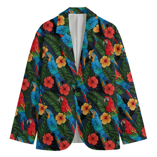 Macaw Parrot Pattern Print Men's Cotton Blazer