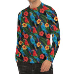 Macaw Parrot Pattern Print Men's Long Sleeve Rash Guard