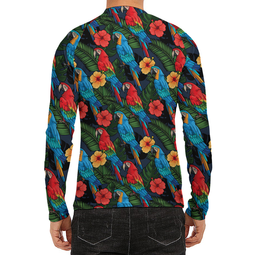 Macaw Parrot Pattern Print Men's Long Sleeve Rash Guard
