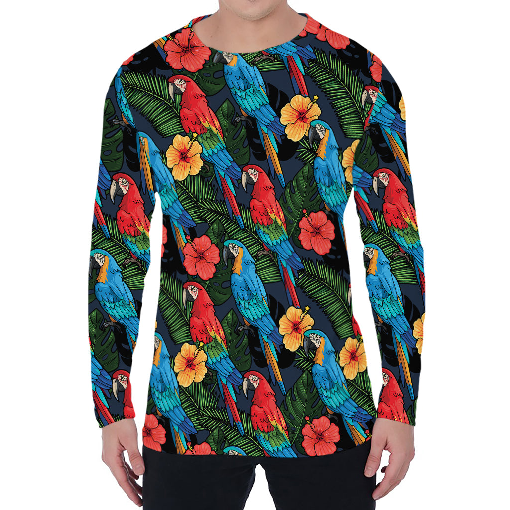 Macaw Parrot Pattern Print Men's Long Sleeve T-Shirt