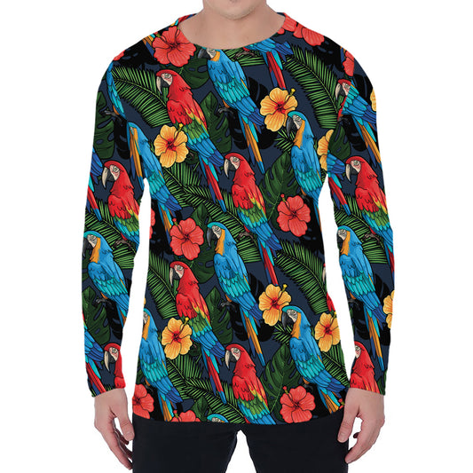 Macaw Parrot Pattern Print Men's Long Sleeve T-Shirt