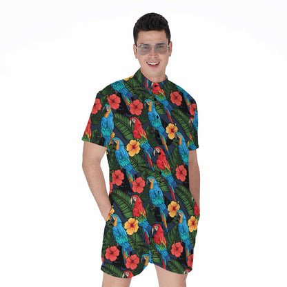 Macaw Parrot Pattern Print Men's Rompers