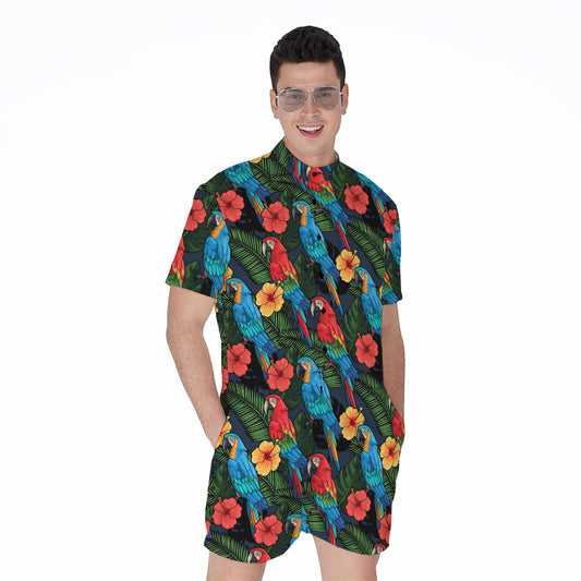 Macaw Parrot Pattern Print Men's Rompers