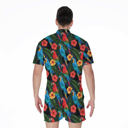 Macaw Parrot Pattern Print Men's Rompers