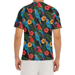 Macaw Parrot Pattern Print Men's Short Sleeve Rash Guard