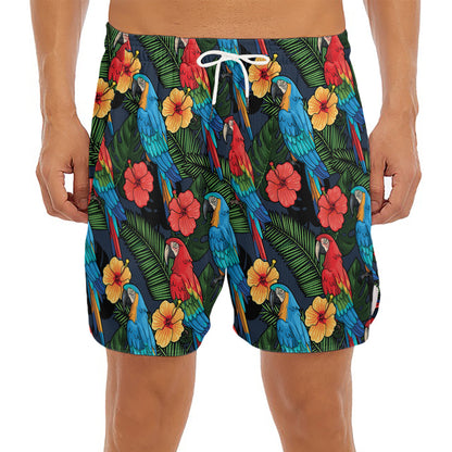 Macaw Parrot Pattern Print Men's Split Running Shorts