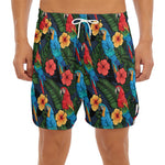 Macaw Parrot Pattern Print Men's Split Running Shorts