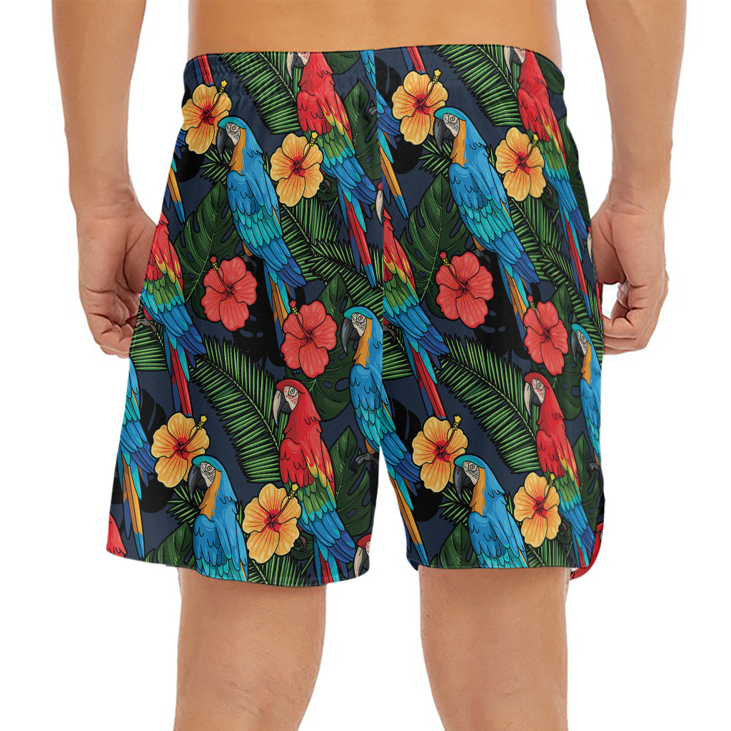 Macaw Parrot Pattern Print Men's Split Running Shorts