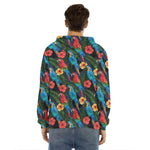 Macaw Parrot Pattern Print Men's Velvet Pullover Hoodie