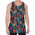 Macaw Parrot Pattern Print Men's Velvet Tank Top