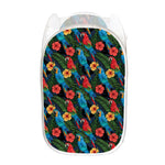 Macaw Parrot Pattern Print Mesh Laundry Hamper