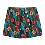 Macaw Parrot Pattern Print Mesh Shorts