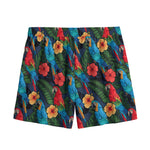 Macaw Parrot Pattern Print Mesh Shorts