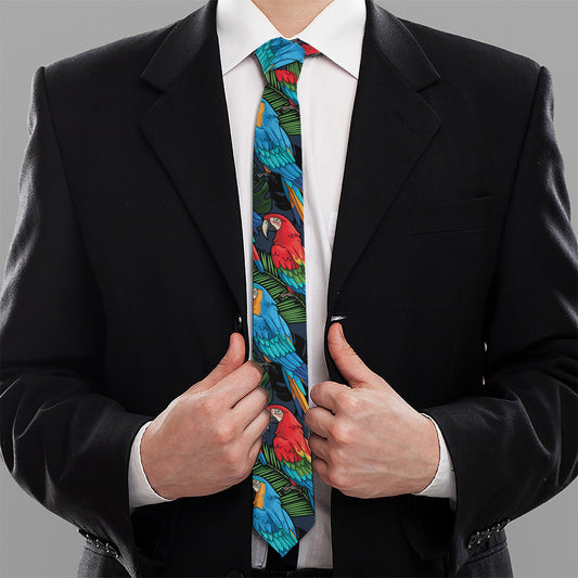 Macaw Parrot Pattern Print Necktie