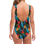 Macaw Parrot Pattern Print One Piece Swimsuit