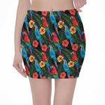 Macaw Parrot Pattern Print Pencil Mini Skirt