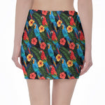 Macaw Parrot Pattern Print Pencil Mini Skirt