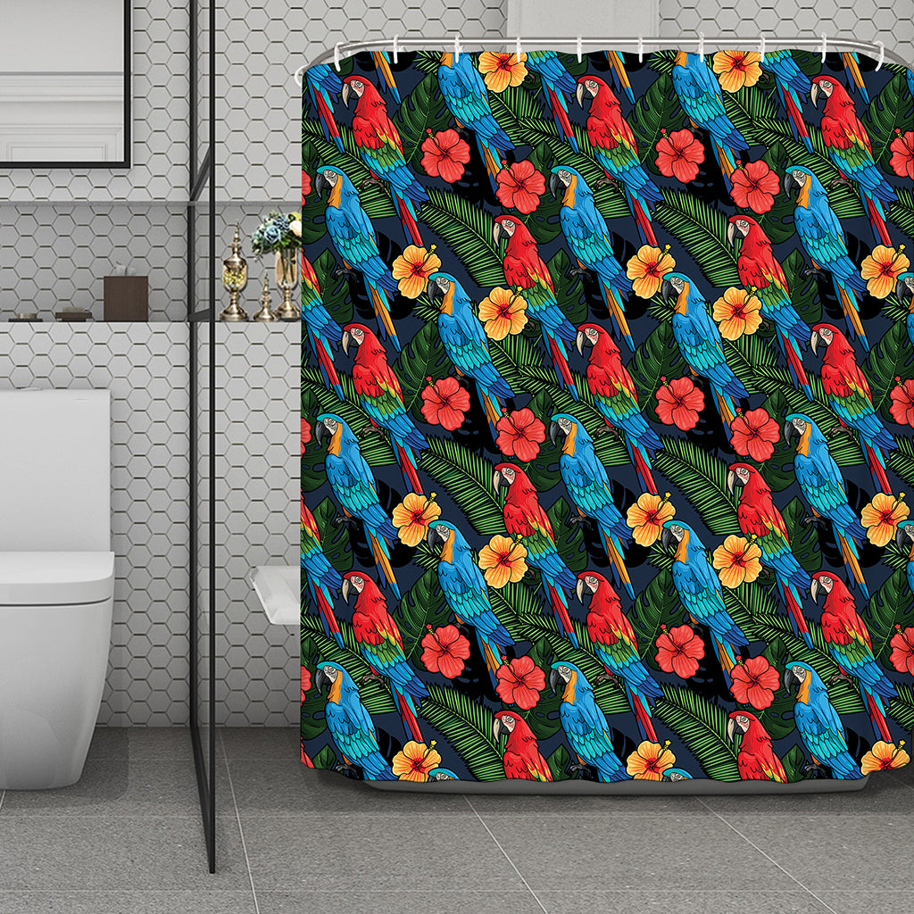Macaw Parrot Pattern Print Polyester Shower Curtain
