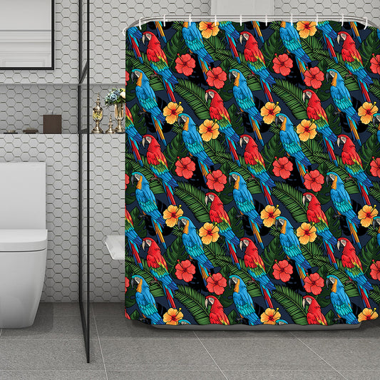 Macaw Parrot Pattern Print Polyester Shower Curtain