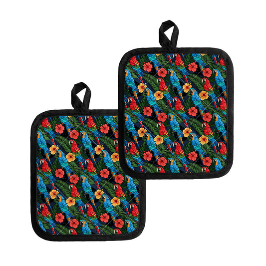 Macaw Parrot Pattern Print Pot Holders