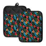 Macaw Parrot Pattern Print Pot Holders With Pocket