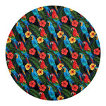 Macaw Parrot Pattern Print Round Blanket