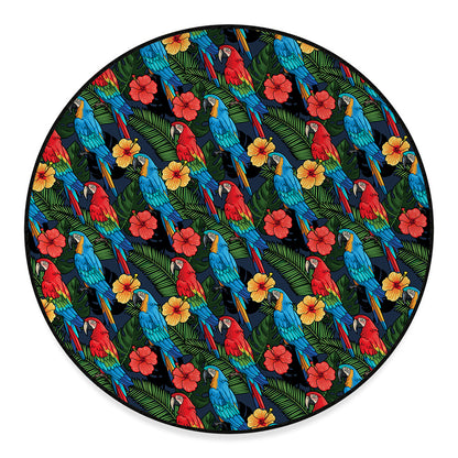 Macaw Parrot Pattern Print Round Floor Mat