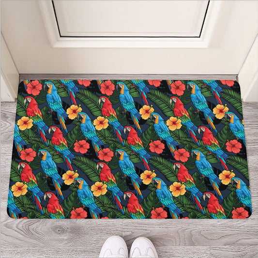 Macaw Parrot Pattern Print Rubber Doormat