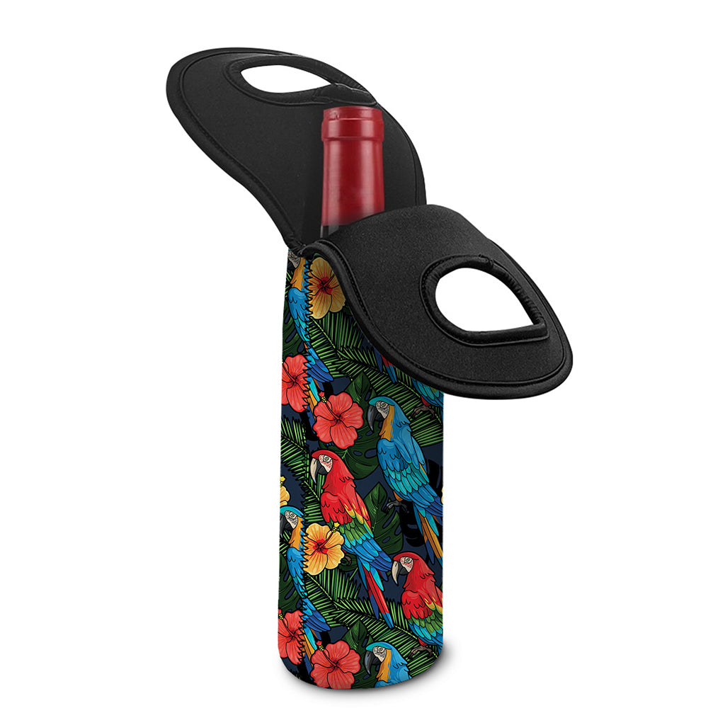 Macaw Parrot Pattern Print Single Neoprene Wine Tote