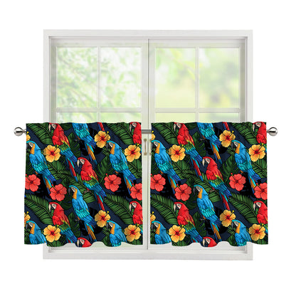 Macaw Parrot Pattern Print Tier Curtains
