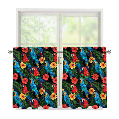 Macaw Parrot Pattern Print Tier Curtains