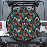 Macaw Parrot Pattern Print Tire Cover With Camera Hole