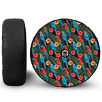 Macaw Parrot Pattern Print Tire Cover With Camera Hole