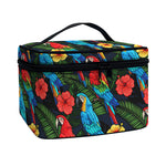 Macaw Parrot Pattern Print Travel Makeup Bag