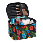Macaw Parrot Pattern Print Travel Makeup Bag