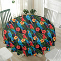 Macaw Parrot Pattern Print Waterproof Round Tablecloth