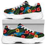Macaw Parrot Pattern Print White Chunky Shoes
