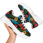 Macaw Parrot Pattern Print White Chunky Shoes