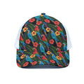 Macaw Parrot Pattern Print White Mesh Trucker Hat