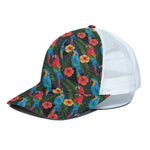 Macaw Parrot Pattern Print White Mesh Trucker Cap