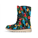 Macaw Parrot Pattern Print Winter Boots