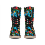 Macaw Parrot Pattern Print Winter Boots